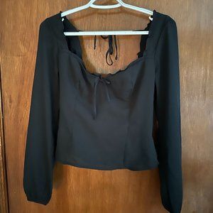 Abercrombie & Fitch Long-Sleeve Sweetheart Top - Black
